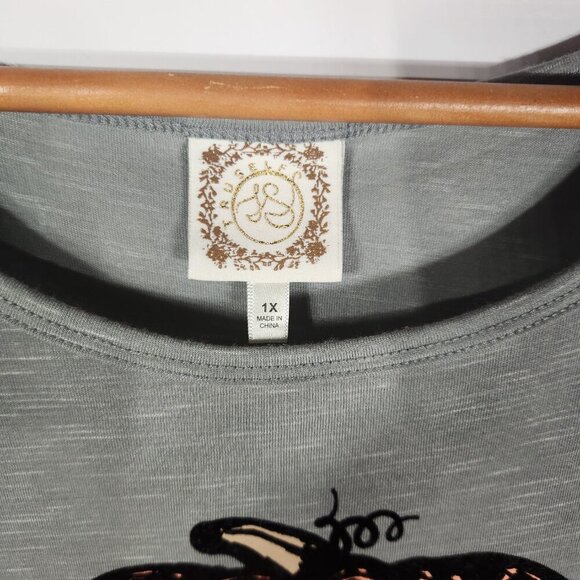 Truself "Fall Is Here Y'all" Cuffed Short Sleeve Shirt Size 1X - Picture 4 of 7